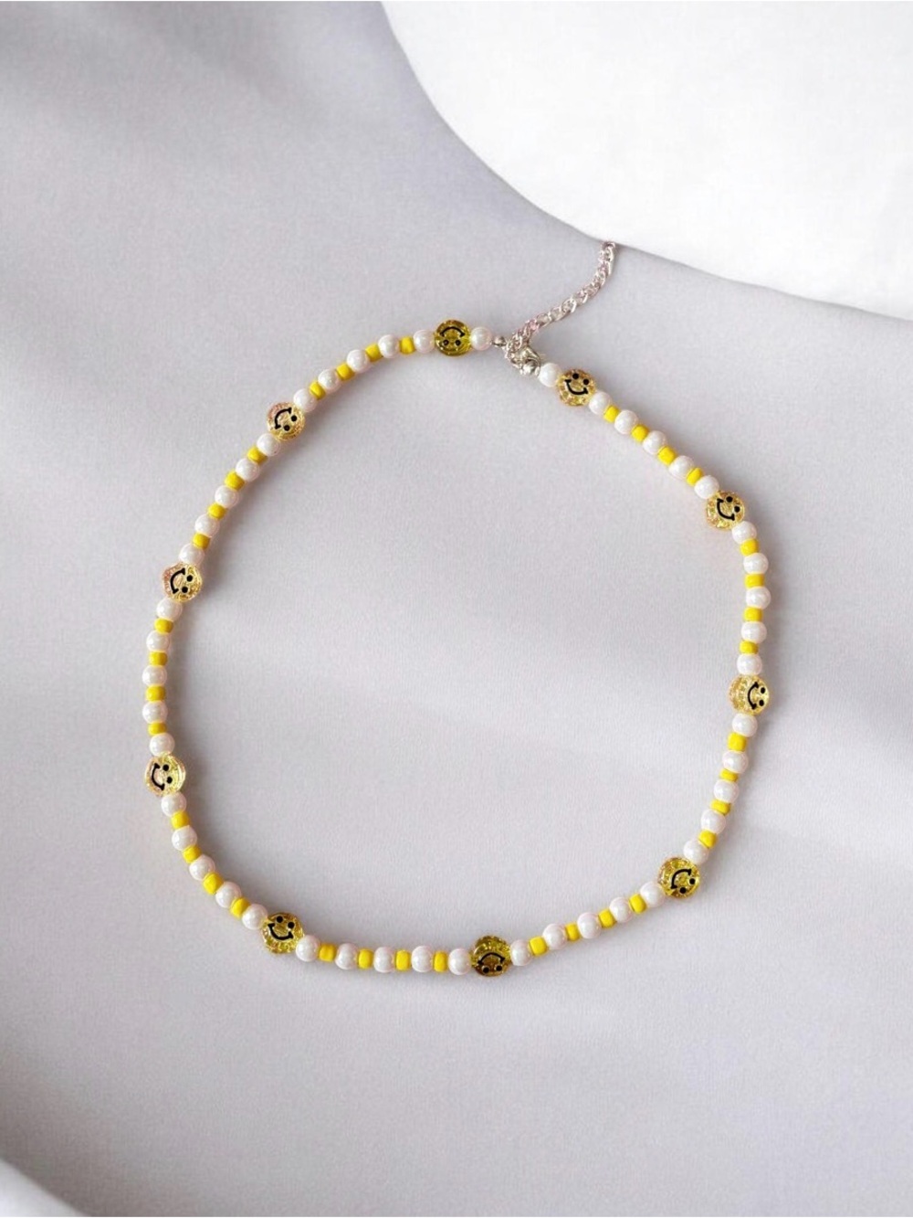 White Pearl beads with a smile necklace
